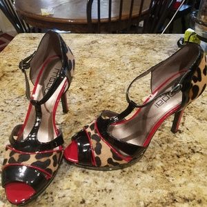 Patent Leather black/red animal 4 inch heal